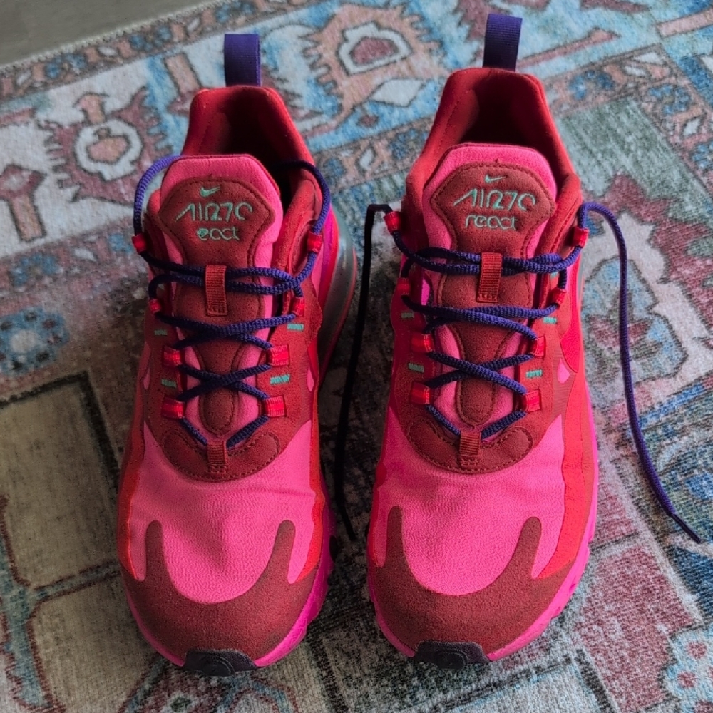 Nike Women's Air 270 React Hot Pink and Red Sneakers, Size 9